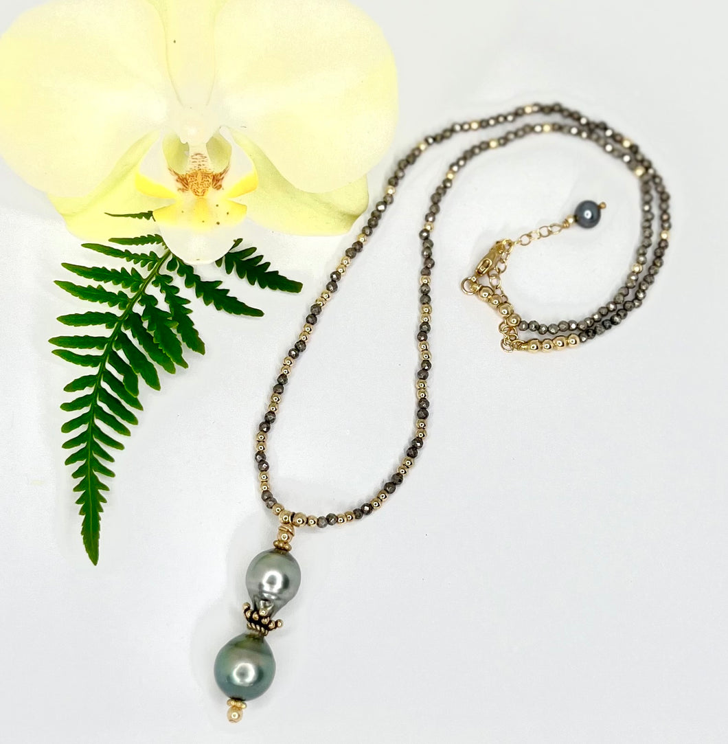 Island Alchemy – Tahitian Pearl & Pyrite Necklace