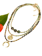 Load image into Gallery viewer, Luxe Island Glow – Tahitian Pearl &amp; Green Tourmaline Necklace