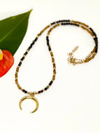 Protection with Edge – Double Horn & Green Tourmaline Necklace