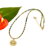 Vibe Check – Green Tourmaline & Evil Eye Necklace