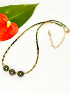 Luxe Island Glow – Tahitian Pearl & Green Tourmaline Necklace