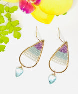 Ethereal Glow – Amethyst, Moonstone & Blue Quartz Teardrop Earrings