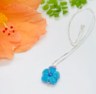 Hibiscus flower necklace-turquoise