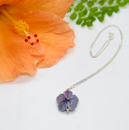 Hibiscus flower necklace-purple
