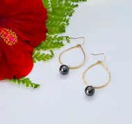 Teardrop Hoop & Tahitian Pearl Earrings