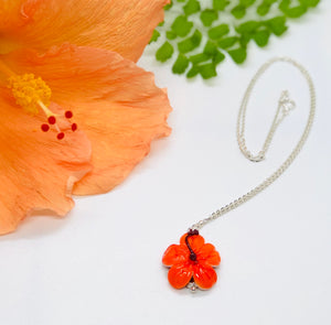Hibiscus flower necklace-orange